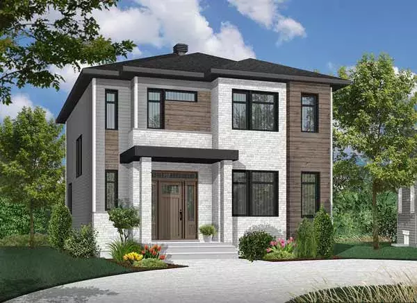 Contemporary house plans 5-1286 - front exterior, 1,730 sq ft, 3 bed, 1 bath house plans | Monster House Plans