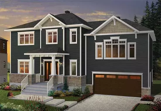 Craftsman house plans 5-1290 - front exterior, 2,166 sq ft, 3 bed, 1 bath house plans | Monster House Plans