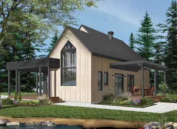Contemporary house plans 5-1306 - front exterior, 1,200 sq ft, 2 bed, 1 bath house plans | Monster House Plans