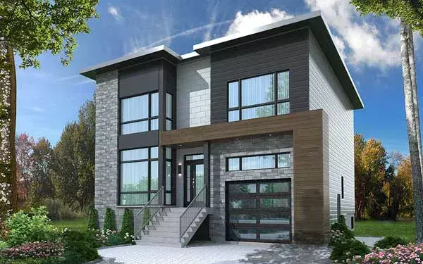 Modern house plans 5-1314 - front exterior, 2,467 sq ft, 4 bed, 3 bath house plans | Monster House Plans