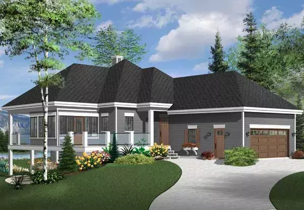 Traditional house plans 5-1316 - front exterior, 2,596 sq ft, 4 bed, 3 bath house plans | Monster House Plans