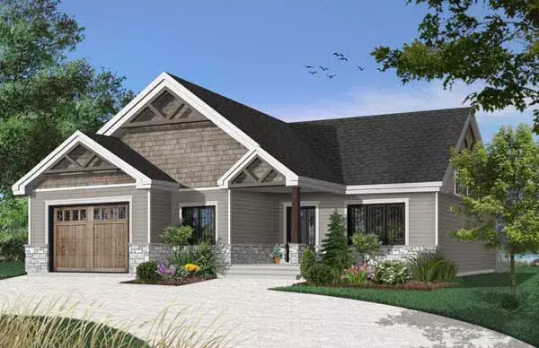 Northwest house plans 5-1329 - front exterior, 1,504 sq ft, 2 bed, 2 bath house plans | Monster House Plans