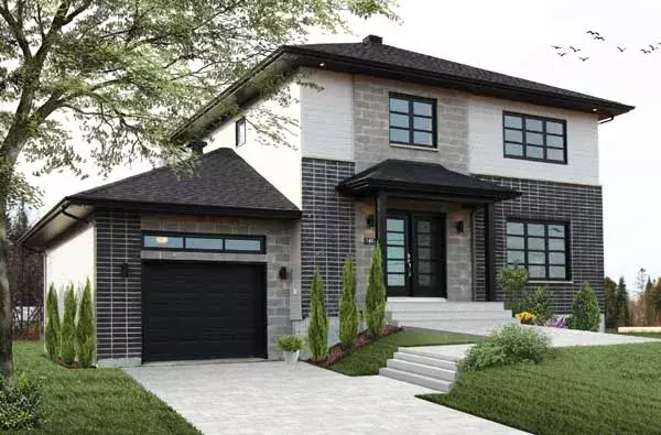 Modern house plans 5-1333 - front exterior, 1,700 sq ft, 3 bed, 1 bath house plans | Monster House Plans