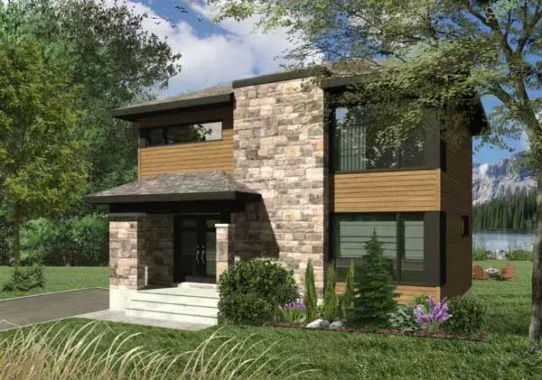 Modern house plans 5-1334 - front exterior, 1,739 sq ft, 3 bed, 1 bath house plans | Monster House Plans