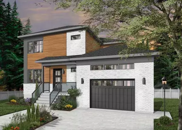 Modern house plans 5-1336 - front exterior, 2,105 sq ft, 3 bed, 2 bath house plans | Monster House Plans