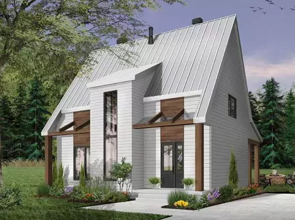 Modern house plans 5-1346 - front exterior, 1,824 sq ft, 3 bed, 2 bath house plans | Monster House Plans