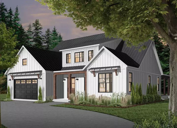 Modern Farmhouse house plans 5-1373 - front exterior, 3,354 sq ft, 4 bed, 3 bath house plans | Monster House Plans