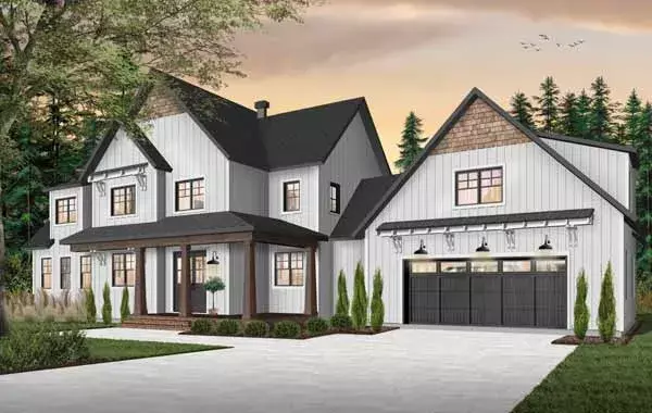 Modern Farmhouse house plans 5-1379 - front exterior, 3,532 sq ft, 4 bed, 3 bath house plans | Monster House Plans