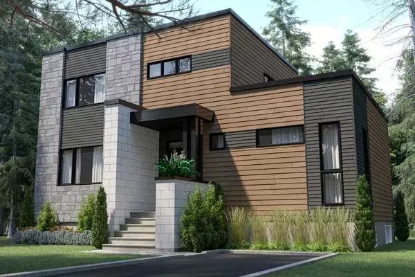 Modern house plans 5-1384 - front exterior, 1,587 sq ft, 4 bed, 2 bath house plans | Monster House Plans