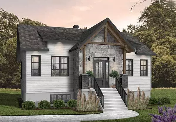 Craftsman house plans 5-1385 - front exterior, 1,229 sq ft, 2 bed, 1 bath house plans | Monster House Plans