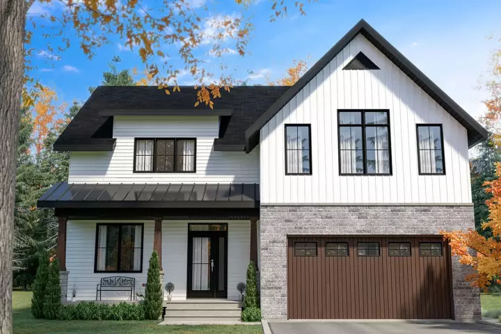 Modern Farmhouse house plans 5-1387 - front exterior, 2,496 sq ft, 4 bed, 2 bath house plans | Monster House Plans