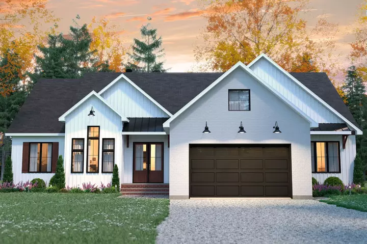 Modern Farmhouse house plans 5-1389 - front exterior, 2,117 sq ft, 3 bed, 2 bath house plans | Monster House Plans