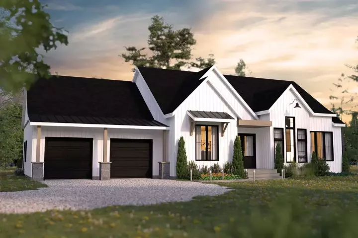 Modern Farmhouse house plans 5-1398 - front exterior, 1,788 sq ft, 3 bed, 2 bath house plans | Monster House Plans