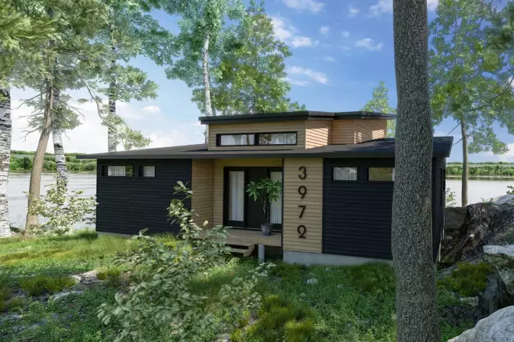 Modern house plans 5-1402 - front exterior, 1,209 sq ft, 2 bed, 1 bath house plans | Monster House Plans