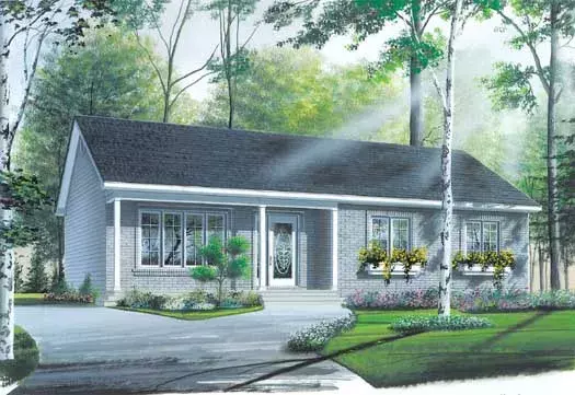Traditional house plans 5-150 - front exterior, 1,180 sq ft, 3 bed, 1 bath house plans | Monster House Plans