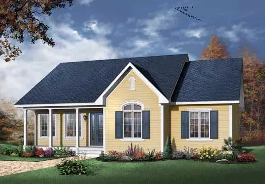 Traditional house plans 5-158 - front exterior, 1,339 sq ft, 3 bed, 1 bath house plans | Monster House Plans