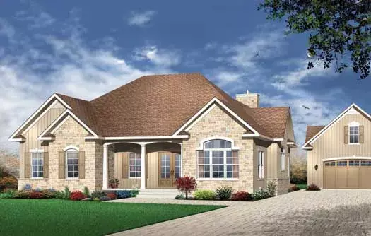 Traditional house plans 5-166 - front exterior, 2,161 sq ft, 3 bed, 2 bath house plans | Monster House Plans