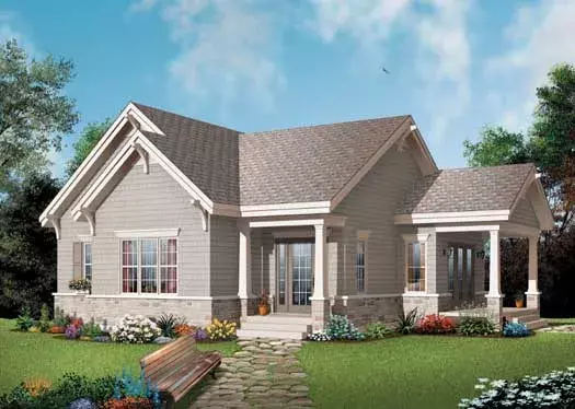 Traditional house plans 5-172 - front exterior, 1,134 sq ft, 1 bed, 1 bath house plans | Monster House Plans