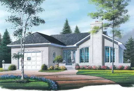 European house plans 5-179 - front exterior, 1,080 sq ft, 2 bed, 1 bath house plans | Monster House Plans