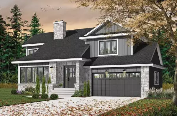 Traditional house plans 5-256 - front exterior, 1,569 sq ft, 3 bed, 1 bath house plans | Monster House Plans