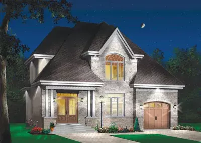 European house plans 5-294 - front exterior, 1,874 sq ft, 4 bed, 2 bath house plans | Monster House Plans