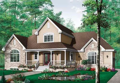 Country house plans 5-295 - front exterior, 2,204 sq ft, 3 bed, 2 bath house plans | Monster House Plans