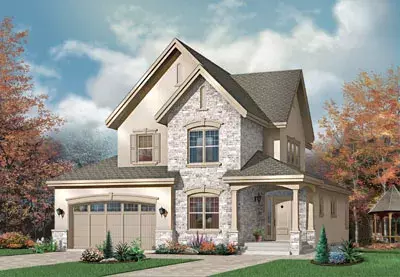 European house plans 5-299 - front exterior, 2,565 sq ft, 3 bed, 2 bath house plans | Monster House Plans