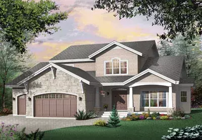 Craftsman house plans 5-306 - front exterior, 3,943 sq ft, 4 bed, 0 bath house plans | Monster House Plans