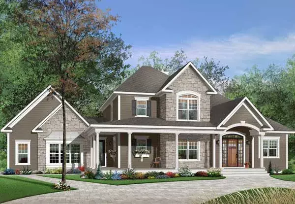 Country house plans 5-311 - front exterior, 2,549 sq ft, 3 bed, 2 bath house plans | Monster House Plans