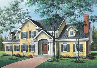 Colonial house plans 5-317 - front exterior, 4,183 sq ft, 4 bed, 0 bath house plans | Monster House Plans