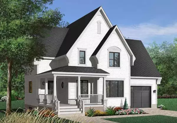 Country house plans 5-320 - front exterior, 1,534 sq ft, 3 bed, 1 bath house plans | Monster House Plans