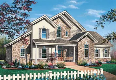 French Country house plans 5-321 - front exterior, 2,111 sq ft, 3 bed, 2 bath house plans | Monster House Plans