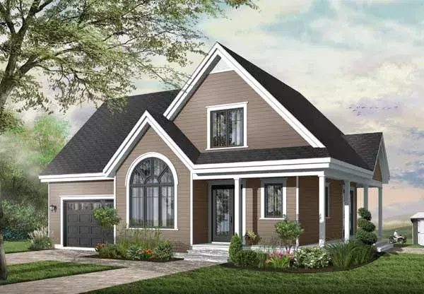 Traditional house plans 5-322 - front exterior, 1,457 sq ft, 3 bed, 2 bath house plans | Monster House Plans