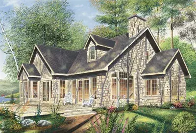 English Country house plans 5-330 - front exterior, 2,037 sq ft, 4 bed, 2 bath house plans | Monster House Plans