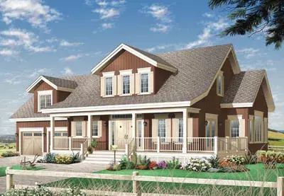 Country house plans 5-334 - front exterior, 2,305 sq ft, 3 bed, 2 bath house plans | Monster House Plans