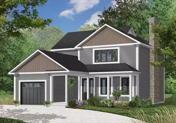 Traditional house plans 5-341 - front exterior, 2,024 sq ft, 3 bed, 1 bath house plans | Monster House Plans