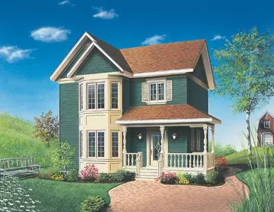 Country house plans 5-342 - front exterior, 1,286 sq ft, 3 bed, 1 bath house plans | Monster House Plans