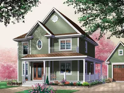 Country house plans 5-351 - front exterior, 1,678 sq ft, 3 bed, 1 bath house plans | Monster House Plans
