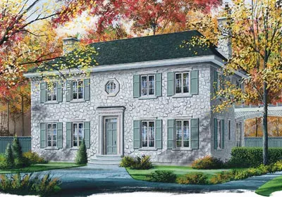 Colonial house plans 5-359 - front exterior, 2,663 sq ft, 3 bed, 2 bath house plans | Monster House Plans