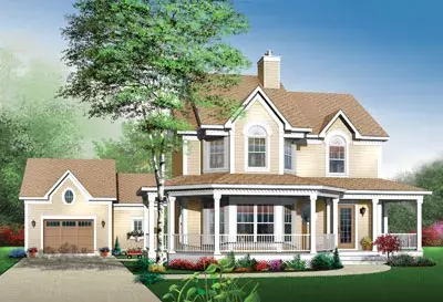 Country house plans 5-360 - front exterior, 1,898 sq ft, 3 bed, 2 bath house plans | Monster House Plans