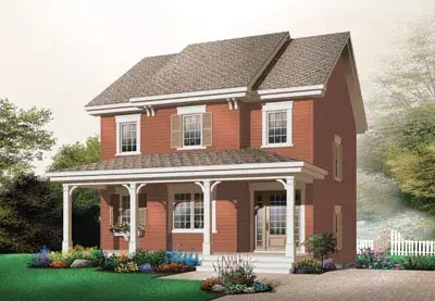 Early American house plans 5-375 - front exterior, 1,616 sq ft, 3 bed, 1 bath house plans | Monster House Plans