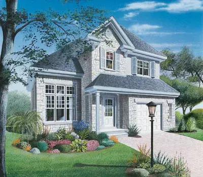 European house plans 5-396 - front exterior, 2,288 sq ft, 3 bed, 1 bath house plans | Monster House Plans