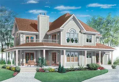 Country house plans 5-400 - front exterior, 2,350 sq ft, 3 bed, 2 bath house plans | Monster House Plans
