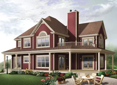 Country house plans 5-401 - front exterior, 2,350 sq ft, 3 bed, 2 bath house plans | Monster House Plans