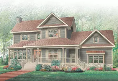 Country house plans 5-410 - front exterior, 2,183 sq ft, 3 bed, 2 bath house plans | Monster House Plans