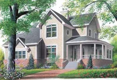Country house plans 5-433 - front exterior, 2,099 sq ft, 4 bed, 2 bath house plans | Monster House Plans