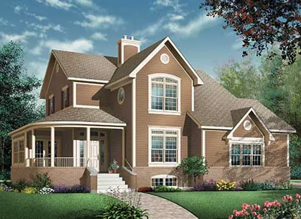 Country house plans 5-434 - front exterior, 2,099 sq ft, 4 bed, 2 bath house plans | Monster House Plans