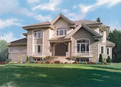 European house plans 5-442 - front exterior, 4,200 sq ft, 4 bed, 3 bath house plans | Monster House Plans