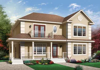 European house plans 5-526 - front exterior, 2,516 sq ft, 6 bed, 2 bath house plans | Monster House Plans