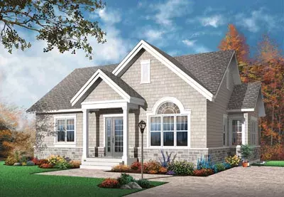 Traditional house plans 5-550 - front exterior, 1,068 sq ft, 2 bed, 1 bath house plans | Monster House Plans